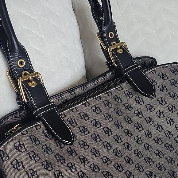 Dooney & Bourke Black Signature Pattern Shoulder Bag with Accessories - Picture 2 of 15